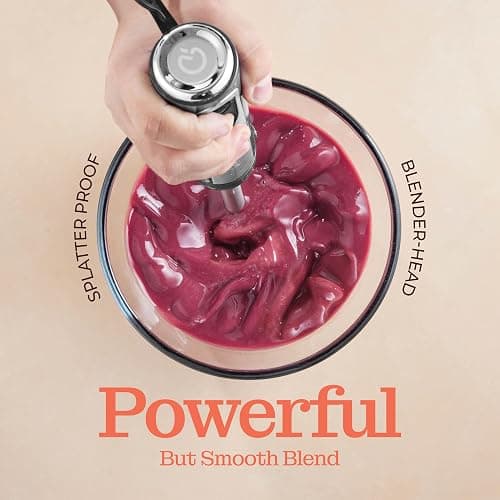Powerful Immersion Blender, Electric Hand Blender 500 Watt with Turbo Mode, Detachable Base. Handheld Kitchen Gadget Blender Stick for Soup, Smoothie, Puree, Baby Food, 304 Stainless Steel Blades thumbnail 5