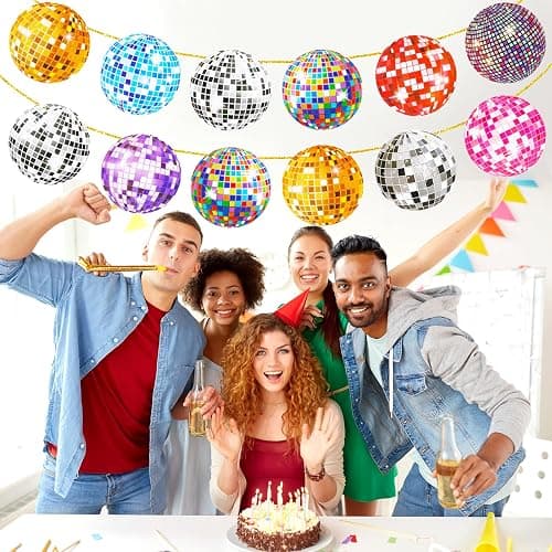 Grevosea 2 Pcs Colorful Disco Ball Party Banner, Disco Themed Party Supplies for Baby Shower, Classroom & Family Gatherings thumbnail 4