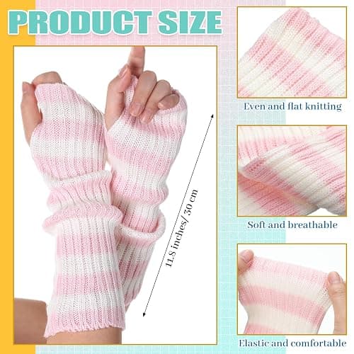 Berlune 6 Pairs Arm Warmers Kawaii Sleeves Cute Y2k Harajuku Japanese Style for Women Girls Lolita Costume School, 6 Colors thumbnail 2
