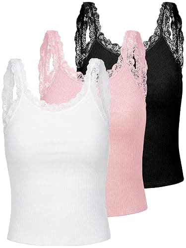 Sintege Women's Lace Patchwork Tank Top Lace Camisole Tank Sleeveless Cami Crop Y2k Tops - Image 1
