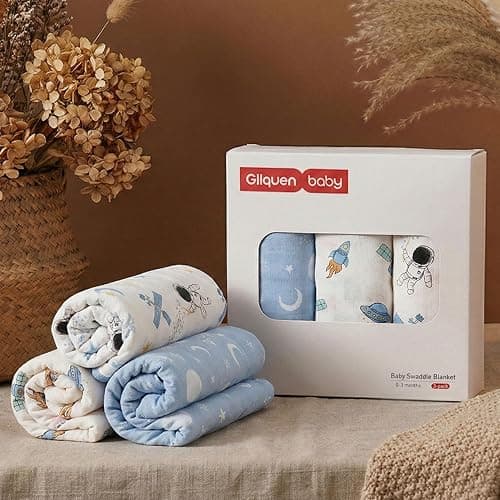 GLLQUEN BABY 3-Pack Baby Swaddle Sack for Newborns 0-3 Months, Adjustable Swaddle Wrap to Prevent Startle Reflex, Soft Breathable Sleep Sack for Boys & Girls, Space & Moon Pattern, Baby Essentials thumbnail 7