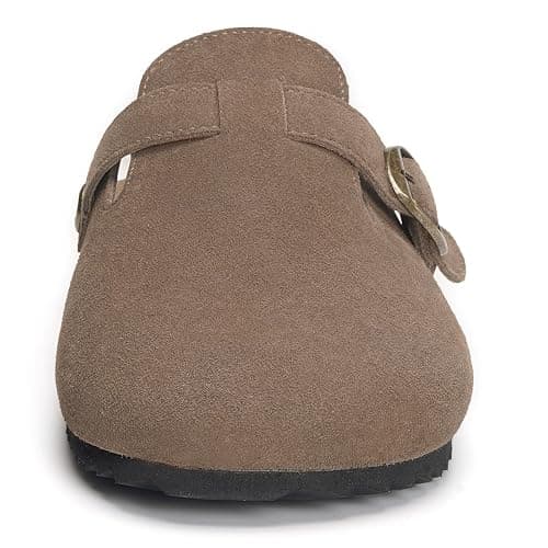 Intini Womens Suede Clogs Mens Leather Mules Cork Footbed Sandals with Arch Support thumbnail 2