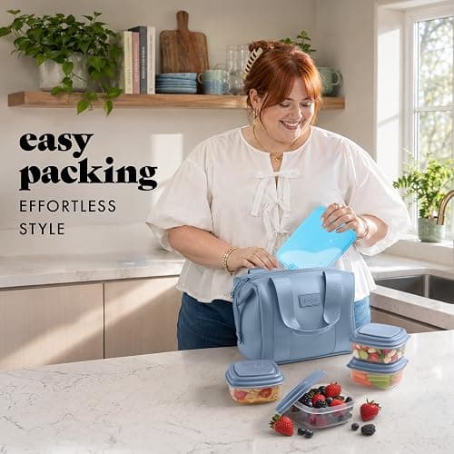 Fit & Fresh Remi Neoprene Lunch Bag for Women w/Ice Pack & Containers | Machine Washable Lunch Box For Women, Self Insulating Durable Neoprene, Large Capacity For Nurses, Teachers, School, Work thumbnail 4