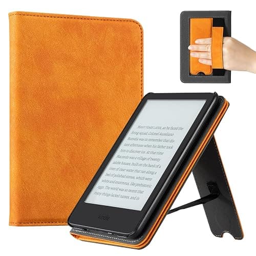 CoBak Case for 6" E-Reader - PU Leather Smart Cover with Auto Sleep/Wake & Hand Strap, not Compatible with Kobo Clara,Orange - Image 1