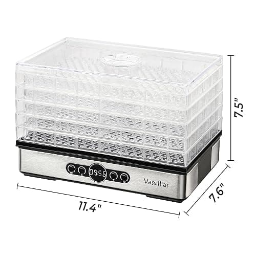 Food Dehydrator Dryer - Dehydrator for Healthy Food, Meat, Jerky, Fruit, Vegetable, Mushroom and Herb, 400W, 158°F, Mini Dryer with 5 BPA-Free Drying Racks and Slide Out Tray, White, Model 904 thumbnail 2