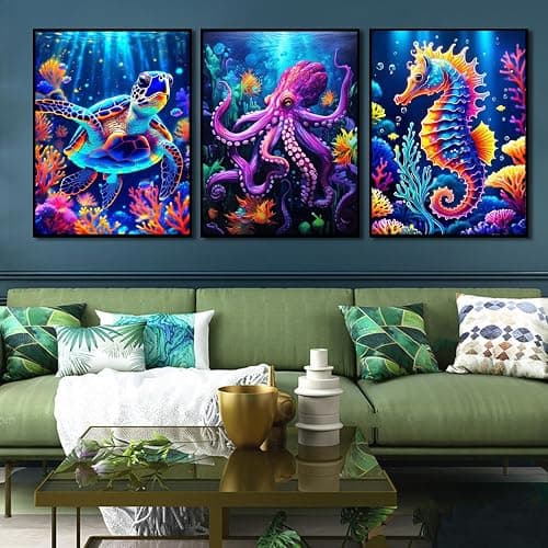 6 Pack Diamond Painting Kits for Adults, 5D DIY Diamond Art Kits for Beginners, Colorful Marine Animals Diamond Dots Kits Gem Arts Crafts for Living Room Bedroom Offices Home Wall Decor 12X16 Inch thumbnail 3