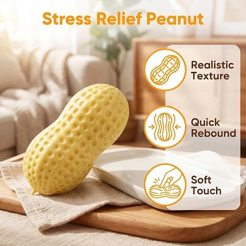 Peanut Squishies, Peanut Shaped Squish Balls,Squeeze Dough Ball ,Soft Stress Relief Sensory Fidget Toys,Soft Stress Relief Sensory Fidget Toys for Adults Anxiety Relief Hand Relax thumbnail 3