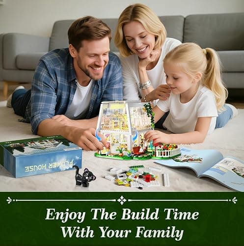 BUILDIFY Flower House Building Set with LED Light, Creative Greenhouse Building Toy Kits, Garden House City Street View Playset, Christmas Birthday Gift for Adults Teens Girls Age 8-12, 632 Pcs thumbnail 6
