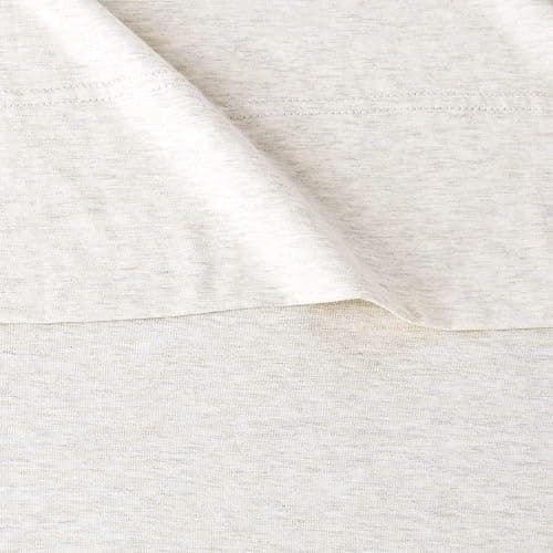 Amazon Basics 4 Piece Bed Sheets Set, 100% Cotton Jersey, Includes Super Soft, Flat and Fitted Sheets, Pillowcase, Full, Oatmeal, Solid thumbnail 5