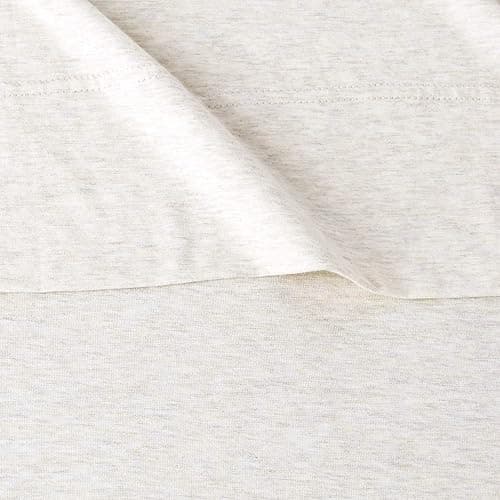 Amazon Basics Cotton Jersey 4-Piece Soft, Breathable, Wrinkle-Free Bed Sheet Set, Queen, Oatmeal, Solid - Queen - Oatmeal thumbnail 4
