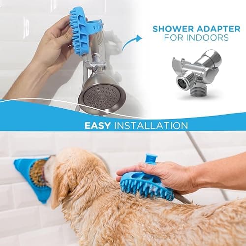 Aquapaw Dog Bath Brush Pro & Dog Shower Attachment - Large Silicone Rubber - Sprayer & Scrubber in One with 8ft Hose Attachment & Shower Wand for Bathing - Pet Bath Supplies thumbnail 4