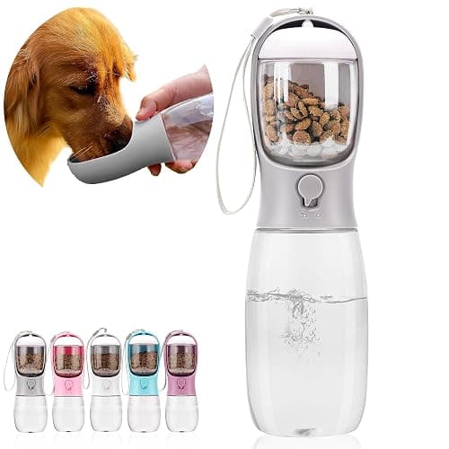 AVELORA Dog Water Bottle,Portable Pet Water Bottle with Food Container,Outdoor Portable Water Dispenser for Cat,Puppy,Pets for Walking,Hiking,Travel,Puppy Essentials,Dog Stuff(19oz) - Image 1