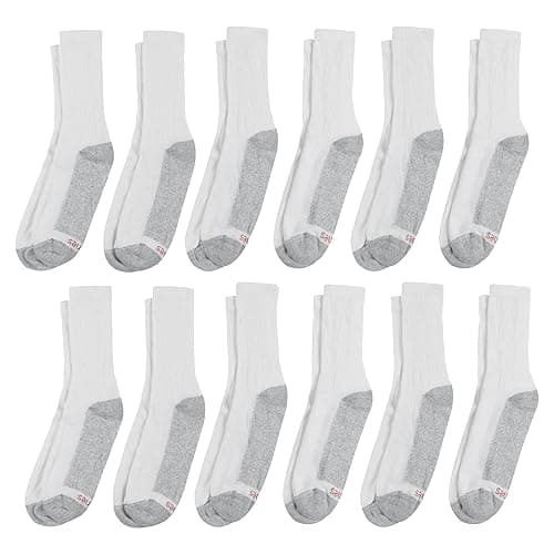 Hanes Men's Double Tough Socks, Crew and Ankle Moisturing Wicking Socks, Black & White, Multi-Packs thumbnail 8