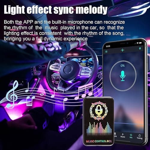 LivTee Smart RGB LED Interior Lights, 2 Lines Design with USB Port, App Control, Music Mode and DIY Mode, Car Accessories Gifts for Women Men thumbnail 3