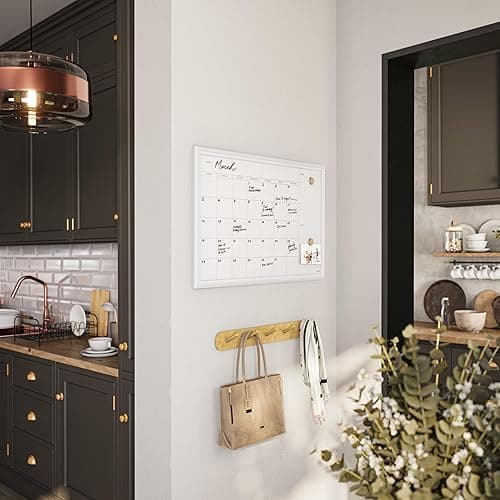 U Brands Magnetic Dry Erase Calendar White Board, 30" x 20", White Wood Style Frame, Includes Magnets thumbnail 3