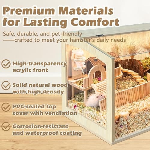 Hamster Cage Chewproof, Large Hamster Cages and Habitats, Openable Top with Acrylic Sheets, Solid Built thumbnail 7