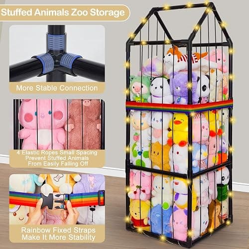 Stuffed Animals Storage Zoo Plushies Toy Storage Organizer Unicorn Castle PVC Stuffed Animals Holder Kids Toy Storage Playroom Nursery Storage Shelf | Zoo, Plushies, Shelf thumbnail 5