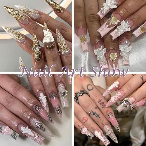 Laza 4pcs Rococo Silicone Nail Art Molds, Multiple Virgin Mary Nail Molds | Reusable Nail Molds for Nail Art, Good Elasticity, 3D Nail Mold, Mirror Frame, Heart, Bowknot Molds with Scraper & Pen thumbnail 8