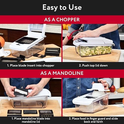 Fullstar Vegetable Chopper and Spiralizer - Food Chopper with Container, Fruit Slicer, Kitchen Gadgets & Accessories, Home Essentials (All in 1, White) - All in 1 - White thumbnail 9