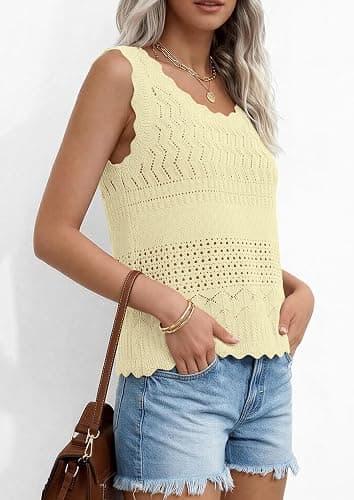 PRETTYGARDEN Womens Crochet Tank Tops 2026 Summer Spring Sleeveless Tops Cute Sweater Vest Trendy Boho Beach Vacation Clothes thumbnail 6