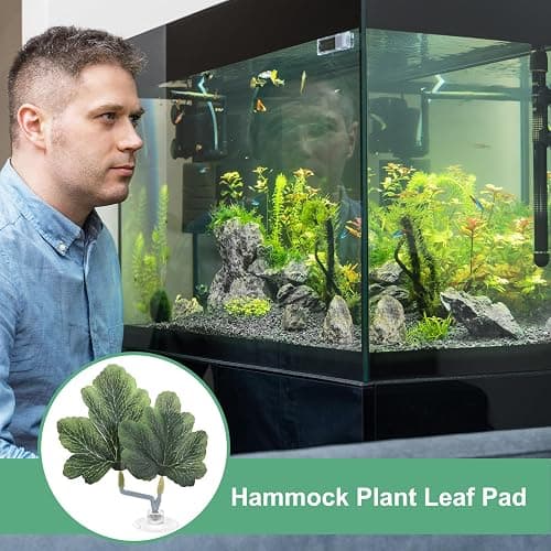 M METERXITY 2-Pack Betta Fish Leaf Pad, Hammock Plant Leaf Pad, Realistic Resting Fish Rest Bed for Fish Tank Decorations/Aquarium Accessories/Spawning Grounds [Green, Grape Leaves-Shaped] thumbnail 5
