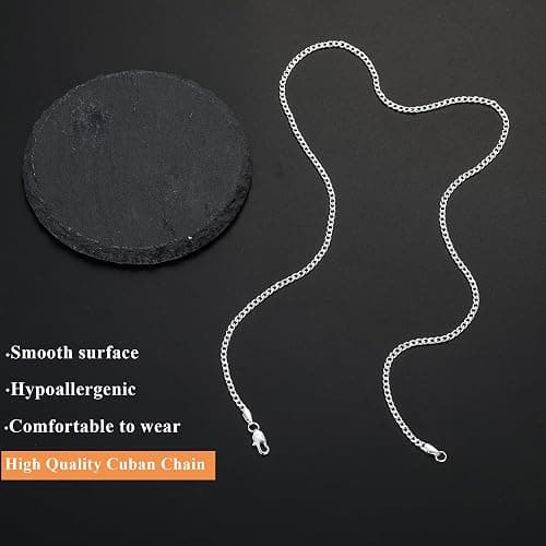 Avotto 3/5mm 14K Gold/Silver Plated Cuban Chain for Men Boys, Stainless Steel Cuban Link Chain for Men Boys Sturdy Non-Fading Necklace Jewelry Gifts 14/16/18/20/22/24Inch thumbnail 5