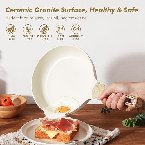 SENSARTE Ceramic Cookware Sets, Pots and Pans Set Non stick, 14-Piece Induction Cookware, Non toxic Healthy Non Stick Kitchen Cooking Set, with Frying Pans Set, PFAS PTFE PFOA PFOS Free thumbnail 4