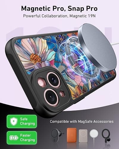 DEENAKIN for iPhone 15 Case Cute,Aesthetic Floral Hard Shell,Compatible with Magsafe,Trendy Unique Cool Retro Western Coquette Protective Slim Phone Cover for Women Girls,Vibrant Defined Blossoms thumbnail 2