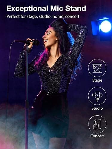 InnoGear Mic Stand, Microphone Stand Floor Detachable Boom Mic Arm Stands with Weighted Round Base, Height Adjustable from 34" to 60" for Blue Yeti HyperX QuadCast Shure SM58 Samson Q2U Fifine K669B - 1 thumbnail 7