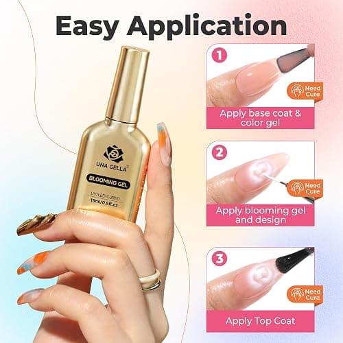 UNA GELLA Blooming Gel Nail Polish 15ml Super Clear for Spreading Effect U V/LED Needed Nail Blooming Gel for Marble Natural Stone Floral Print Watercolor Effect Design Soak Off Home DIY Salon thumbnail 7