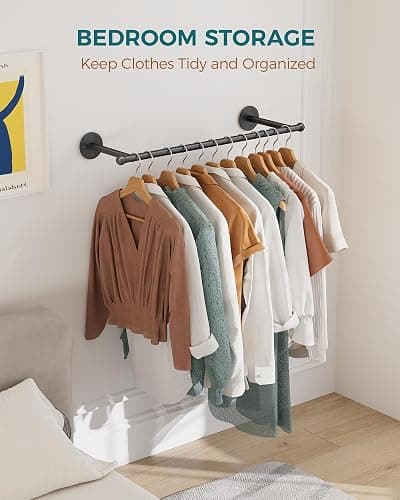 OROPY Industrial Pipe Clothing Rack, Wall Mounted Clothes Rack, Closet Rods For Hanging Clothes, 33" Multi-purpose Hanging Rod for Laundry Room, Bedroom and Closet Storage thumbnail 2