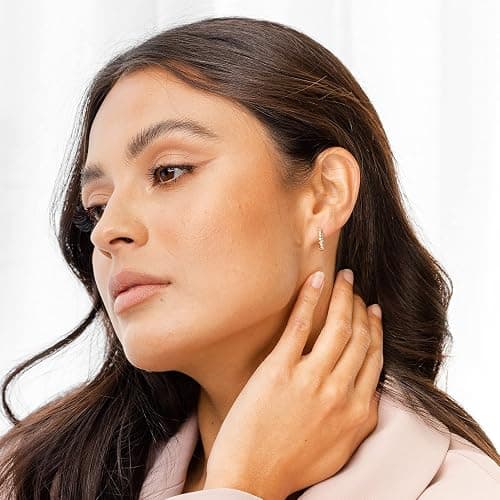 PAVOI 14K Gold Plated 925 Sterling Silver Post Twisted Huggie Earring | Women's Mini Hoop Earrings thumbnail 2