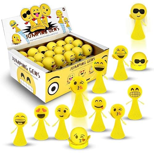 Liberty Imports 24 PCS Jumping Emoticon Popper Spring Launchers LED Light Up Toy Bouncy Party Favors Supplies and Goodie Bag Fillers for Kids, Toddlers (Classic Edition) - Image 1