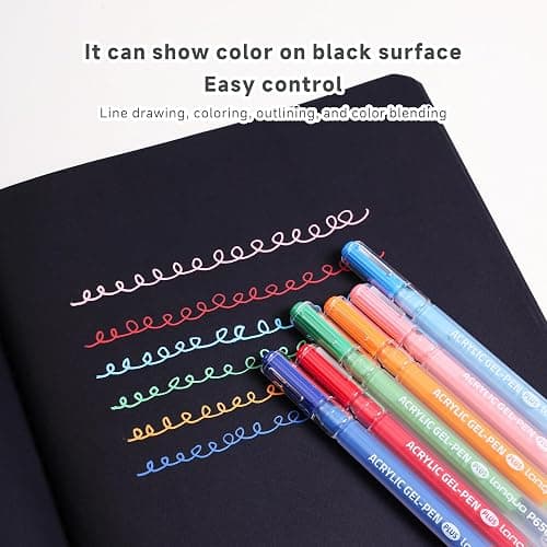languo Acrylic Gel Pens for Coloring, 36 Colors Set 3D Acrylic Paint Pens with 1.0mm Bullet Tip for Adult Coloring, Colored Gel Pens for Black Paper, Rock, Glass, Fabric, DIY and Art Crafts Supplies thumbnail 7