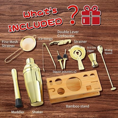 OBALY Bartender Kit 11-Piece Cocktail Shaker-Muddler for Cocktails 25oz Boston Shaker-Bar Accessories with Stylish Bamboo Stand Mix Drink Shaker kit Perfect Martini kit with Cocktail Recipes Booklet thumbnail 2
