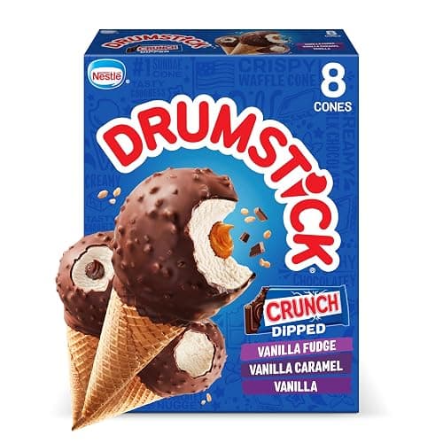 Drumstick Dipped Variety Pack, Vanilla Fudge, Vanilla Caramel, Vanilla Sundae Cone, 8 Count (Frozen) - Image 1