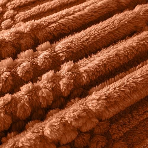 Rust Throw Blanket - Soft & Fluffy Fleece, Cute & Aesthetic, Perfect for Sofa, Couch, Chair, Bed, Living Room & Bedroom, All-Season Use, Plush & Cozy Decorative Blanket thumbnail 5