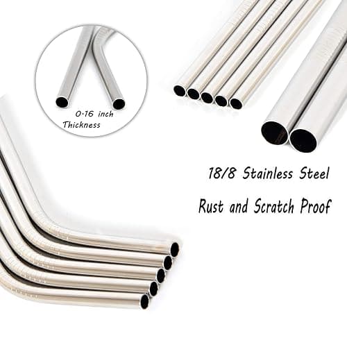 Youngever Reusable Stainless Steel Straws, with 2 Extra Wide Straws for Smoothie and Bubble Tea, to Go Bag, 20 Ounce and 30 Ounce Tumblers (Silver) thumbnail 4