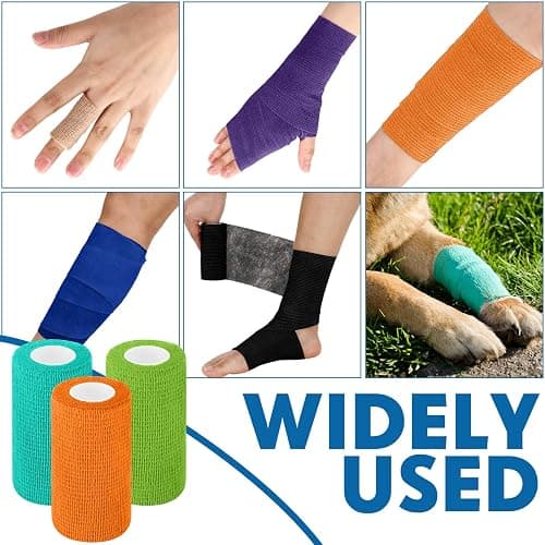 Treela 36 Pcs Self Adherent Bandage 4" X 5 Yard Wrap Breathable Cohesive Bandage Elastic Adhesive Tape for Stretch Athletic Sports Wrist Ankle(Assorted Color) thumbnail 4