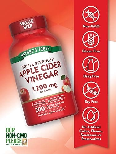 Nature's Truth Apple Cider Vinegar Capsules | 1200mg | 200 Pills | Extra Strength | Value Size | Non-GMO, Gluten Free Supplement thumbnail 3