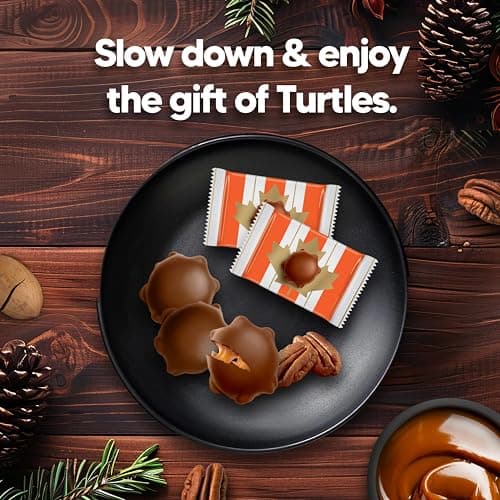 TURTLES Gift Box, Smooth Caramel & Crunchy Pecans Draped In Rich Chocolate, Prepared In Canada, Gluten-Free, 600 g thumbnail 7