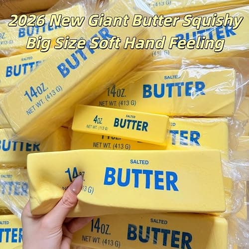 9.5 Inch Giant Butter Squishy Slow Rising, 14oz Big Butter Squishy Large Butter-Shaped Stick Stress Relief Squeeze Toy, Soft Sticky Food Squishies for Relaxation & Focus, Desk Gift thumbnail 2
