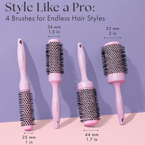Lily England Round Blow Dry Brush Set for Women - Perfect for Voluminous Blowouts - Ceramic Ionic Technology - Luxury Gift for Her (Pink) thumbnail 4