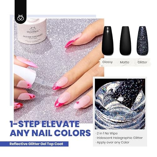 Beetles 44pcs Gel Nail Polish Set, Colorful Muse Collection, 36 Fall Colors | With Base Gloosy Matte Glitter Top Coat, Pink Nude Red Yellow Green Black White Gel, UV LED Needed Salon DIY Home Gifts thumbnail 6