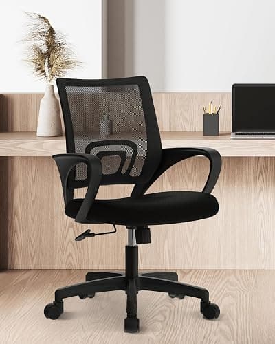 NEO CHAIR Office Desk Computer Chair Ergonomic Mesh Gaming Mid Back Seat with Comfy Lumbar Support Adjustable Height Swivel for Home Task (Black) thumbnail 8