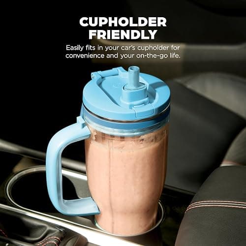 Ninja Blendboss™ | Personal Blender for Smoothies & Frozen Drinks | 26oz Travel Tumbler with LeakProof Lid, Chug Spout & Detachable Straw | Auto-iQ Technology | Blue Raspberry | DB351BL thumbnail 10