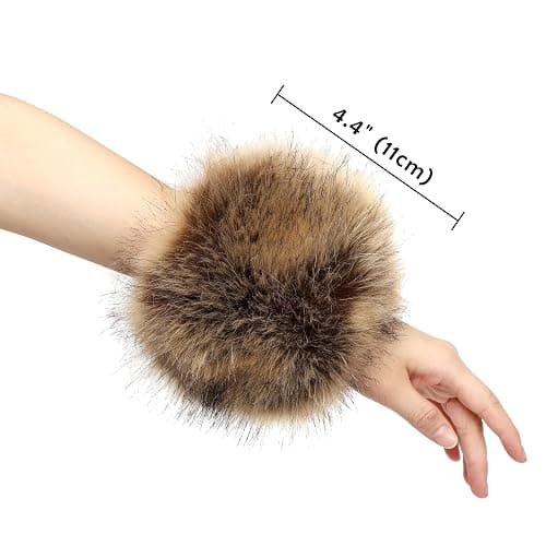 Women's Faux Fur Wrist Cuffs Winter Fox Furry wristbands Fluffy Fur Cuff Bracelet Arm Warmer accessories thumbnail 2