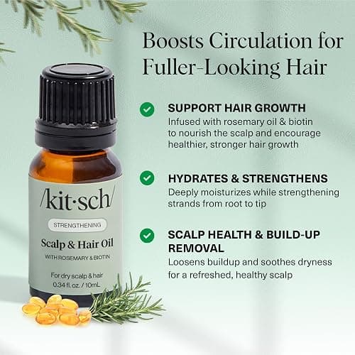 Kitsch Rosemary Oil for Hair Growth – Hair Oil with Biotin, Castor & Jojoba – Pre-Wash Scalp oil for Hair Care – Lavender Scent – 10mL | Ideal Gifts for Women thumbnail 2