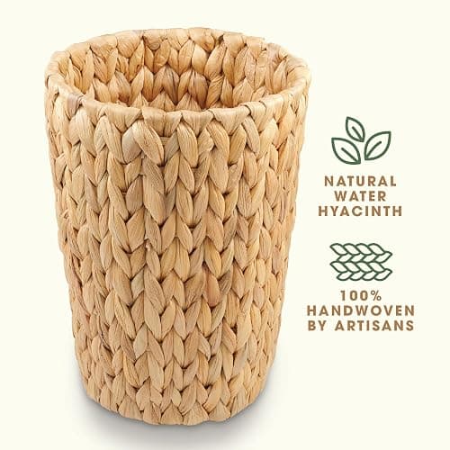 84ECO 2-Pack Wicker Trash Cans - Rattan Trash Can - Wicker Waste Basket for Bathroom, Bedroom - Woven Waste Basket (Natural, 2 Gallon) thumbnail 5