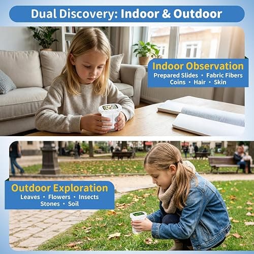 Kids Handheld Digital Microscope 1000X: Science Gift Kit STEM Toy Ages 5-13 | 8GB SD Card for Photo/video, Rechargeable, 2.4" Screen, 8 LEDs, Portable Magnifying Glass Pocket Miniscope for Girls Boys thumbnail 2